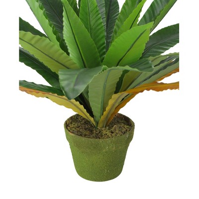 25.4" Green and Brown Silk Plastic Potted Fern