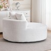 Round Chenille 360° Swivel Barrel Chair with Fluffy Cushion, Space-Saving and Modern Sleeper for Living Room - 4 of 4