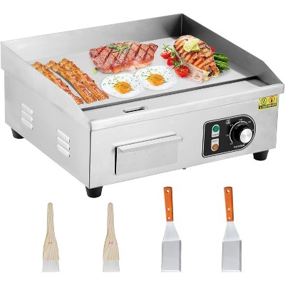 Electric Griddle, 18-Inch Commercial Countertop Grill, Non-Stick Plate, Adjustable Temperature Control 122°F-572°F, 1600W/110V.