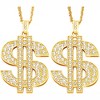 Joyfy 2 pcs Dollar Gold Pendant Chains Necklaces, Hip Hop Money Dollar Sign Chain Necklace Jewelry Halloween Accessory for Men Women Dress Up Party - 3 of 4