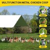Outdoor Metal Chicken Coop with Dual Doors, Galvanized Chicken Run with Waterproof UV Cover, Large Spire Roof Hen House, 9.8' x 19.7' x 6.6' - 4 of 4
