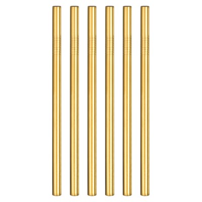 Unique Bargains Durable Material 304 Stainless Steel Straight Drinking Straw 9.49" x 0.47" (L*D) 6 Pcs