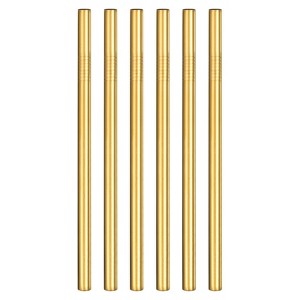 Unique Bargains Durable Material 304 Stainless Steel Straight Drinking Straw 9.49" x 0.47" (L*D) 6 Pcs - 1 of 4