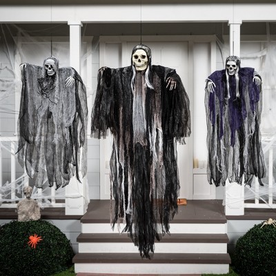 Joyfy 3 pcs Halloween Hanging Skeleton Scaring Ghost,Grim Reapers Outdoor Decorations for Yard Patio Lawn Garden Party， Halloween Scary Ghost Props