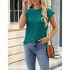 Women's Crewneck Ribbed Knit Top Casual Short Sleeve T-Shirt - 4 of 4