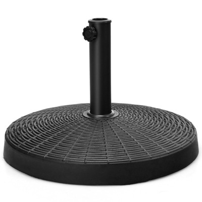 Tangkula 49lbs Round Patio Umbrella Base Outdoor Resin Umbrella Stand W/ Rattan Design, Adjustable Knob