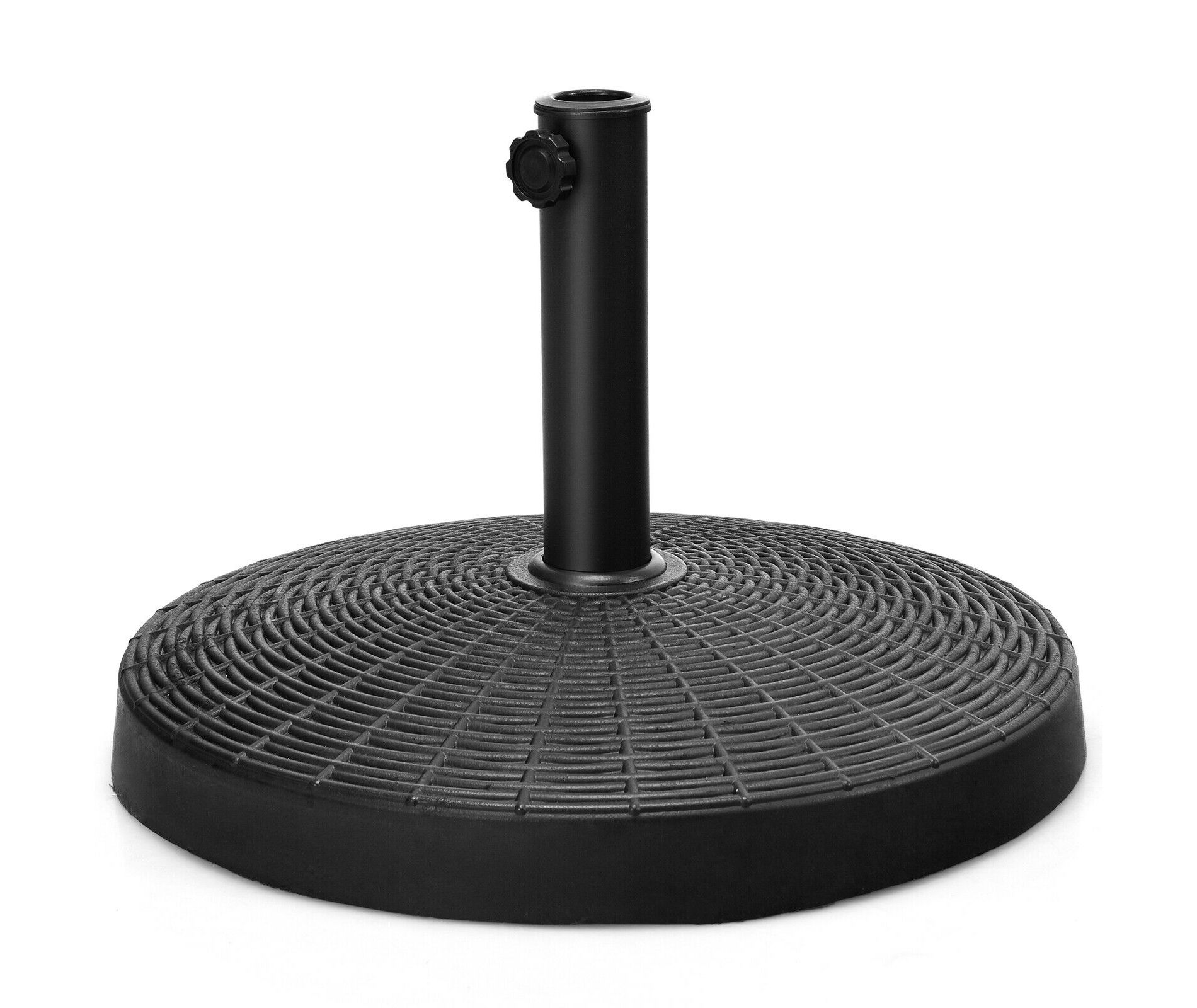 Tangkula 49lbs Round Patio Umbrella Base Outdoor Resin Umbrella Stand W/ Rattan Design, Adjustable Knob