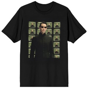 The Matrix Neo Many Screens on Black Adult T-Shirt - 1 of 3