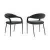 Armen Living Set of 2 Morgan Upholstered Dining Chairs with Iron and Fabric Matte Black/Charcoal - 2 of 4