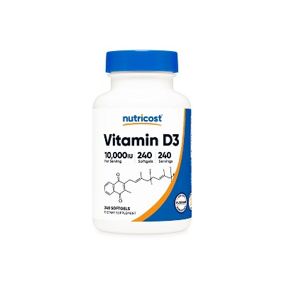 Nutricost Vitamin D3 10,000 IU, 240 Softgel Capsules - Potent, Non-GMO, Gluten Free Vitamin D