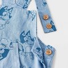Baby Boys' 2pc Bluey Chambray Short Sleeve Overalls & T-Shirt Set - Blue/Green - 4 of 4