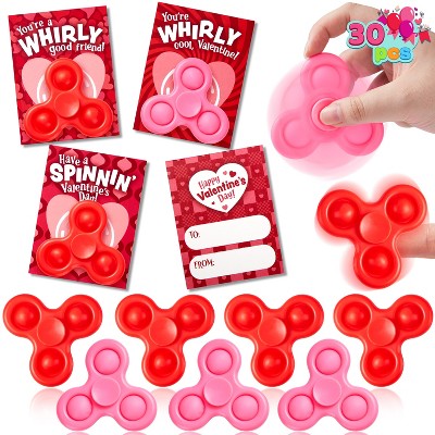 Joyfy 30 Packs Fidget Spinners with Gift Cards , Stress Relief Fidget Toys for Kids Valentine's Classroom Exchange Gifts