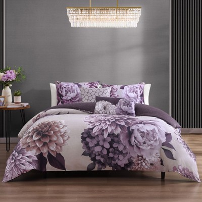 Bebejan Plum Petal 100% Cotton 5-Piece Reversible Comforter Set