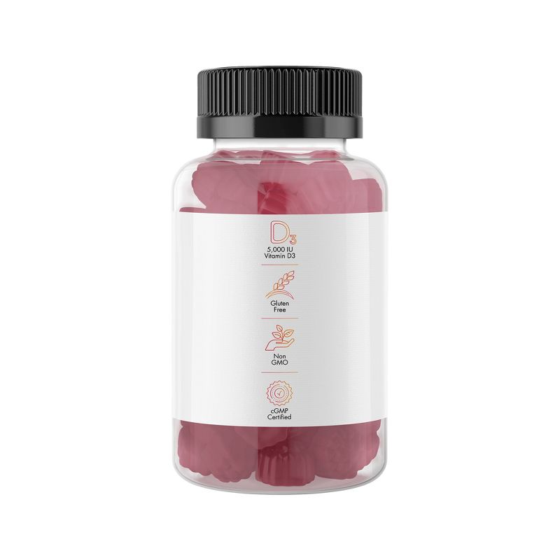 Codeage Vitamin D3 Gummies, 5000 IU, Strawberry Flavored Vitamin Supplement -  60ct, 4 of 7