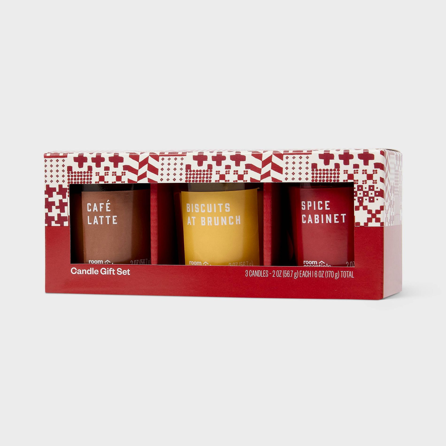 3pk Glass Cabinet - Biscuits at Brunch - Cafe Latte Jar Candle Gift Set Spice - Room Essentials™