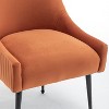 SEYNAR Modern Glam Velvet Black Metal Legs Dining Chair or Vanity Chair Set of 6 with Rear Handle - 3 of 4