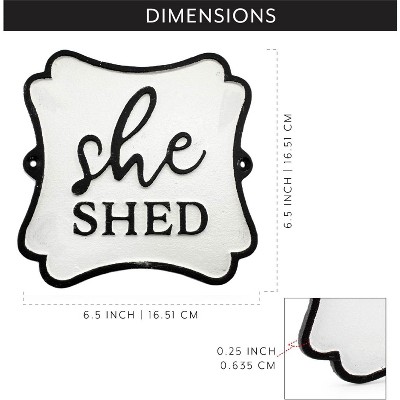 White and Black Cast Iron She Shed Sign Plaque