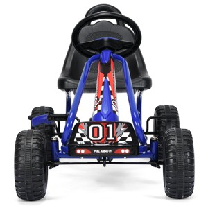 Infans Kids Pedal Go Kart 4 Wheel Ride On Toys w/Adjustable Seat Handbrake Blue - 1 of 4