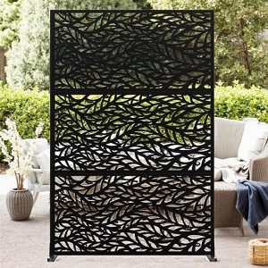 Metal Privacy Screen Outdoor 72" H x 47" W, Outdoor Privacy Screen & Panels, Freestanding Decorative Screens for Patio Lawn Garden Deck Balcony - 1 of 4