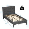 Costway Twin Upholstered Bed Frame Button Tufted Headboard Mattress Foundation - 3 of 4