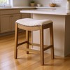 HomeRoots 26" Beige and Brown Fabric and Solid Wood Backless Counter Height Bar Chair - 2 of 4