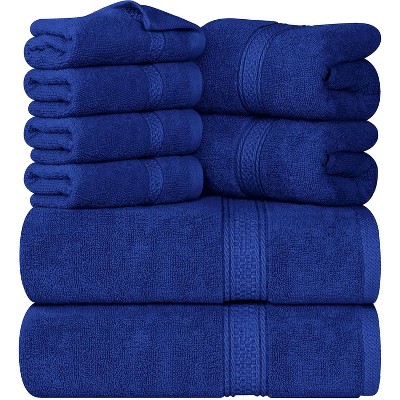 Towels 8 Piece Premium Towel Set, 2 Bath, 2 Hand, and 4 Wash Cloths, 600 GSM 100% Ring Spun Cotton