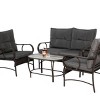Outdoor 4 Pcs Furniture Set, Sofas with Steel Frame and PE Cushions, Wicker Conversation Sets with Rattan Chair and Coffee Table-Coolbibila - 3 of 4