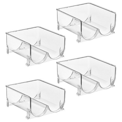 mDesign Plastic Free-Standing Stackable 3 Bottle Storage Rack, 8 Pack, Clear