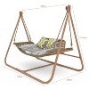 Nellie Anti-Rust Wood-Colored Frame Patio Hammock Stand with Cushion, 570 lbs Capacity, Outdoor Furniture - Maison Boucle - 3 of 4