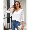 Coolmee 3/4 Length Sleeve Womens Tops V-Neck Lace Tunic Tops Business Casual Blouses - 4 of 4
