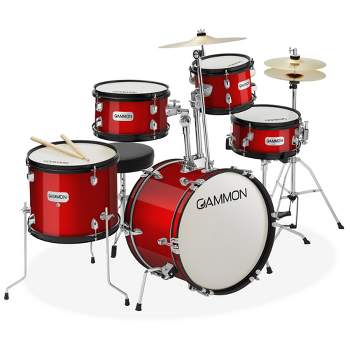 Gammon Percussion 5-Piece Junior Drum Set - Beginner Kit w/ Stool & Stands