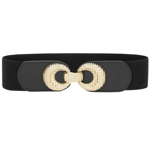INSPIRE CHIC Women's Elastic Belt Alloy Double Ring Buckle Fashion Suitable for Skirt Dress - 1 of 4