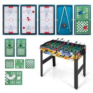 Gymax 12-in-1 Multi-Game Table Set Featuring Foosball Air Hockey Pool Ping Pong Chess Bowling and More - 1 of 4