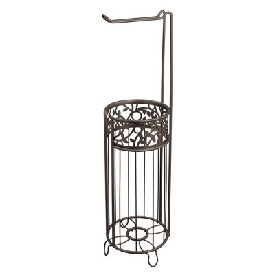 Vine Metal Free Standing Toilet Paper Tissue Holder, Bronze