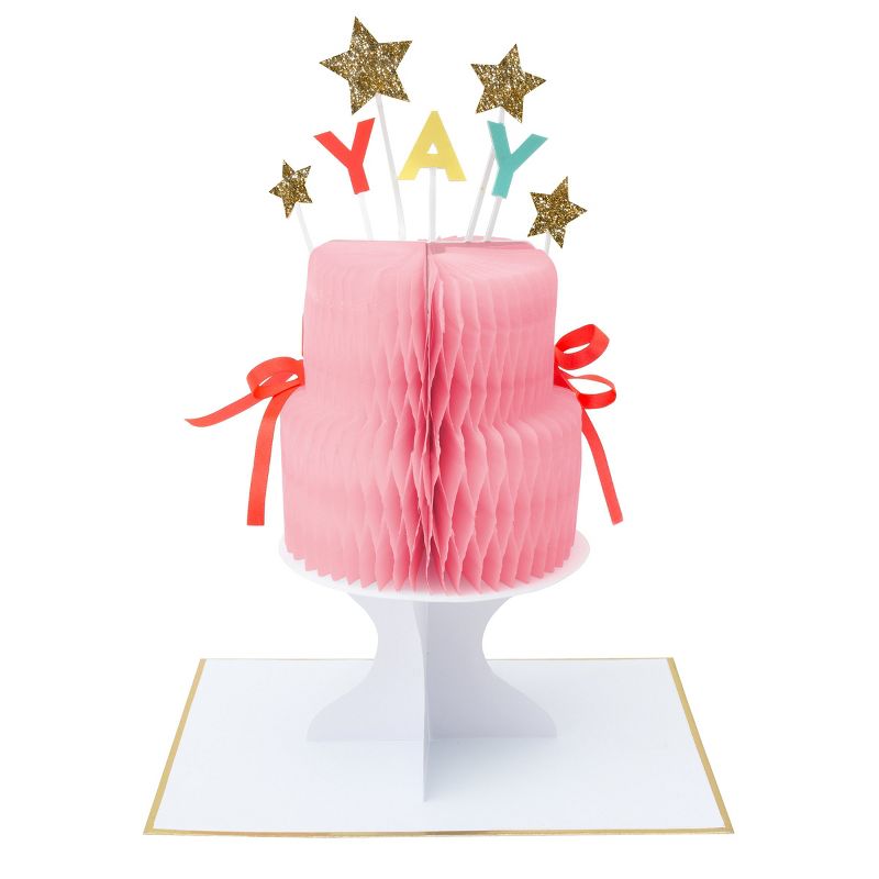 Meri Meri Yay! Cake Stand-Up Birthday Card (Pack of 1), 1 of 3