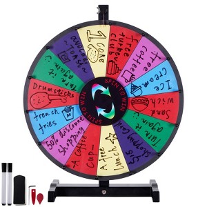 VEVOR 18 inch Spinning Prize Wheel, 14 Slots Tabletop Spinner, Heavy Duty Roulette Wheel with a Dry Erase and 2 Markers, Black - 1 of 4