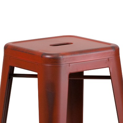 Distressed Kelly Red 30" Industrial Metal Bar Stool