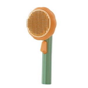 BABYYER Pumpkin Self Cleaning Brush Self-Cleaning Dog & Cat Slicker Brush, Skin Friendly Deshedding Grooming Tool for Long or Short Haired Dogs Cats - 1 of 4