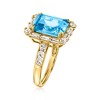 Ross-Simons 4.50 Carat Swiss Blue Topaz Ring With 1.00 ct. t.w. Lab-Grown Diamonds in 14kt Yellow Gold - 3 of 4