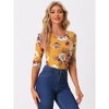 INSPIRE CHIC Women's Elbow Sleeves Boat Slim Fit Casual Stripe Animal Print Multi Floral Pattern T-Shirt - 3 of 4