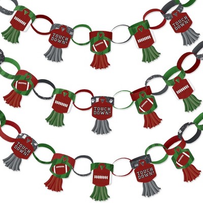 Big Dot of Happiness End Zone - Football - 90 Chain Links & 30 Paper Tassels Decor Kit - Baby Shower or Birthday Party Paper Chains Garland - 21 feet