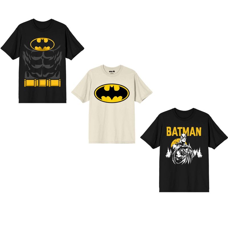 Batman Logo Gotham's Protector 3-Pack Multicolored Men's T-Shirt Set, 1 of 7