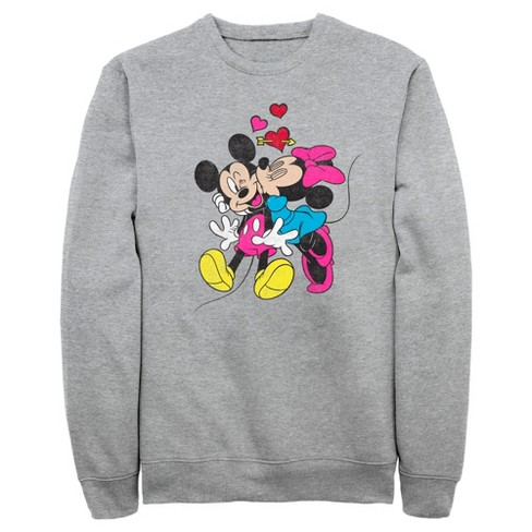 Men's Mickey u0026 Friends Valentine's Day Minnie Mouse Smooch Sweatshirt -  Athletic Heather - Small : Target