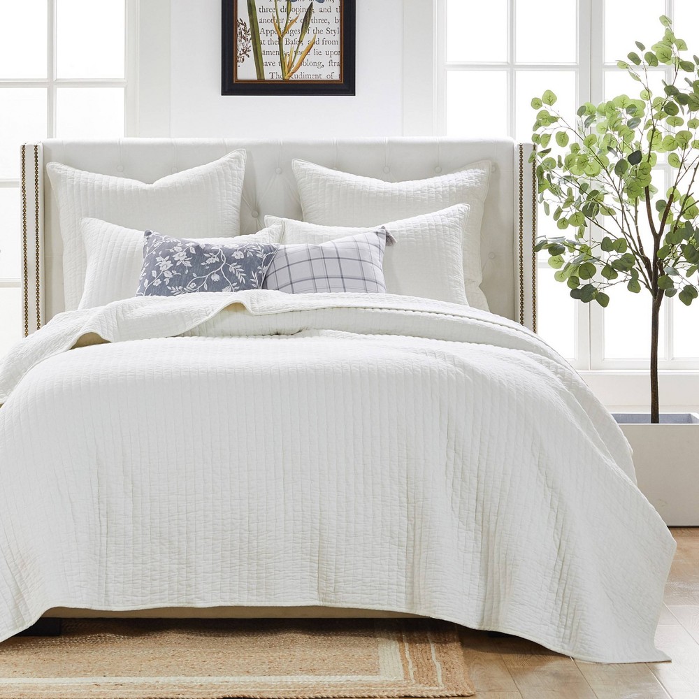 Photos - Bed Linen Full/Queen Monterrey Quilt Bedding Set White - Greenland Home Fashions: Cotton Woven, Includes 2 Shams, Zipper Closure