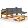 vidaXL Patio Lounge Set - 5-Pieces Solid Acacia Wood with Cushions, Outdoor-Friendly with Comfortable Seating and Unique Slatted Coffee Table - 2 of 4