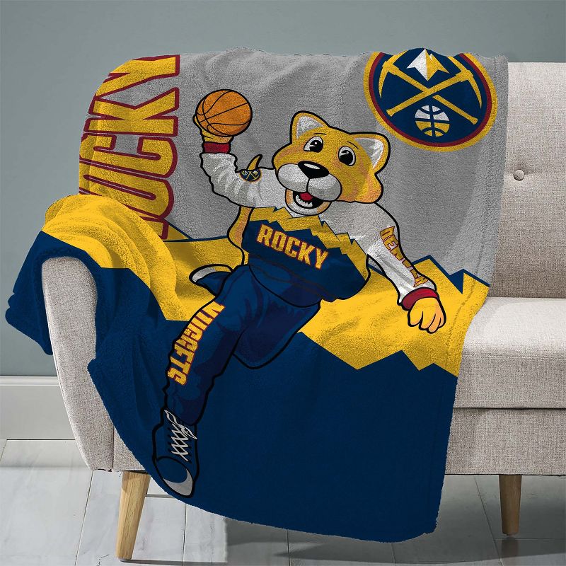 Sleep Squad Denver Nuggets Rocky Mascot 60 x 80 Raschel Plush Blanket, 1 of 7