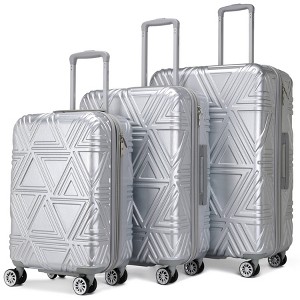 Badgley Mischka Contour Expandable Hardside Checked 3pc Luggage Set - 1 of 4