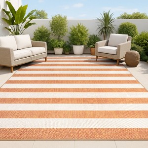 Negril Two-Tone Wide Stripe Indoor/Outdoor Area Rug - JONATHAN Y - 1 of 4