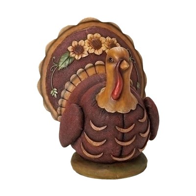 Roman 10" Autumn Harvest Textured Table Top Turkey Decoration