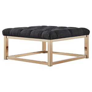 Fontaine Champagne Button Tufted Cocktail Ottoman Charcoal - Inspire Q , Grey